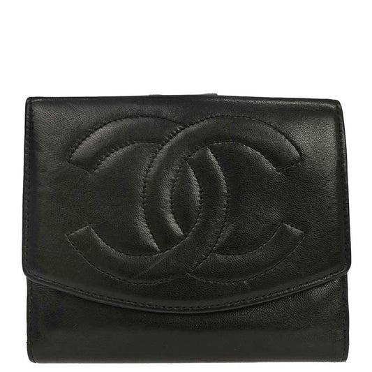 Chanel 1997-1999 Black Lambskin Bifold Wallet