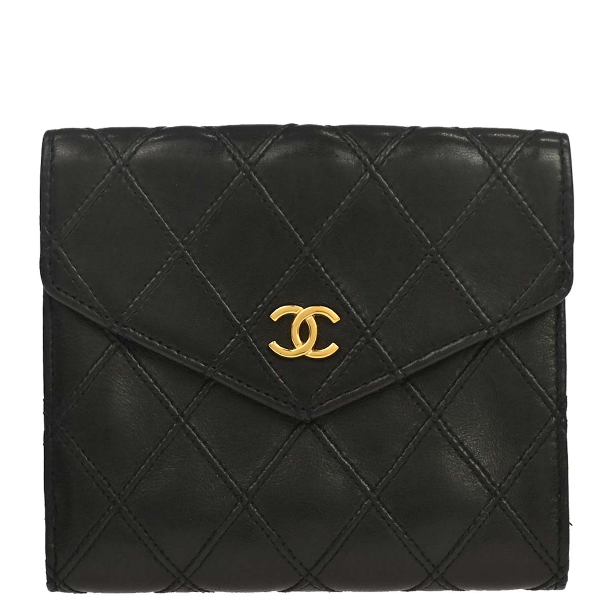 Chanel 1994-1996 Black Lambskin Bicolore Bifold Wallet
