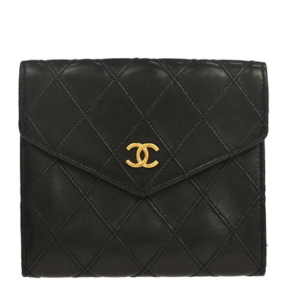 Chanel 1994-1996 Black Lambskin Bicolore Bifold Wallet