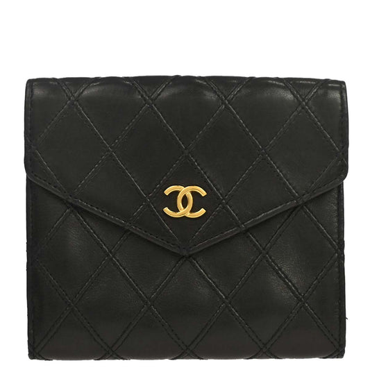 Chanel 1994-1996 Black Lambskin Bicolore Bifold Wallet