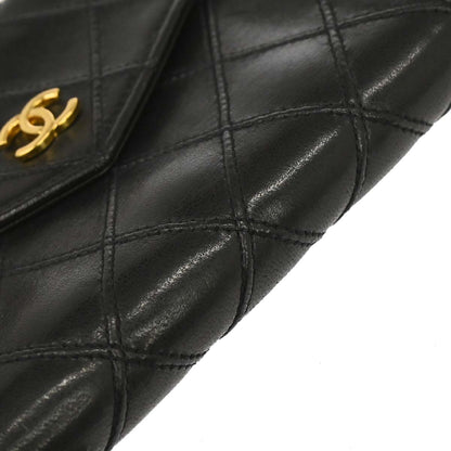 Chanel 1994-1996 Black Lambskin Bicolore Bifold Wallet