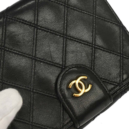 Chanel 1994-1996 Black Lambskin Bicolore Bifold Wallet