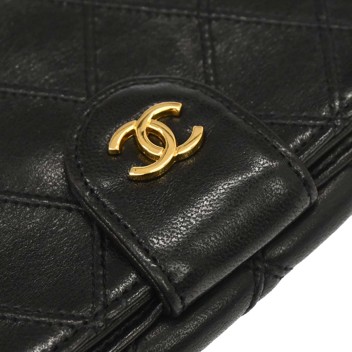 Chanel 1994-1996 Black Lambskin Bicolore Bifold Wallet