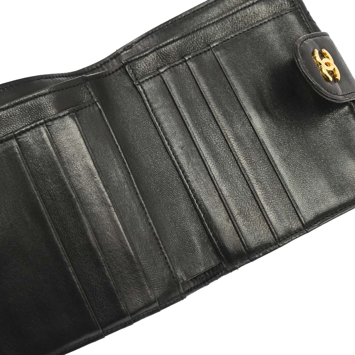 Chanel 1994-1996 Black Lambskin Bicolore Bifold Wallet