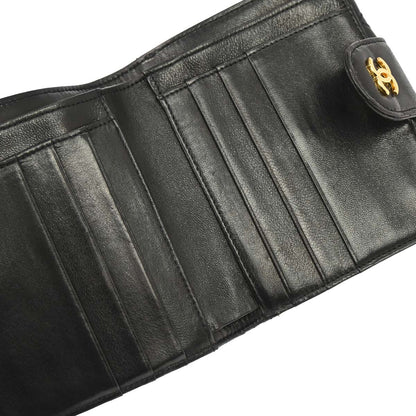 Chanel 1994-1996 Black Lambskin Bicolore Bifold Wallet