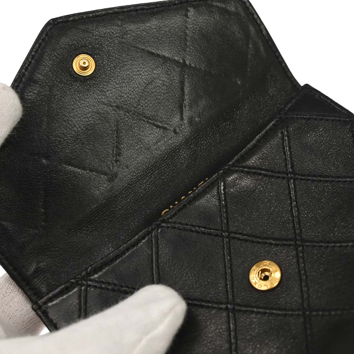 Chanel 1994-1996 Black Lambskin Bicolore Bifold Wallet