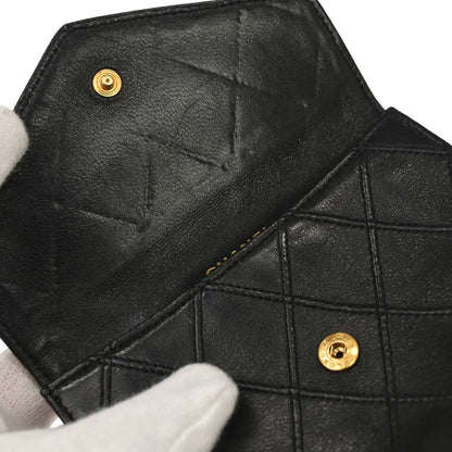 Chanel 1994-1996 Black Lambskin Bicolore Bifold Wallet