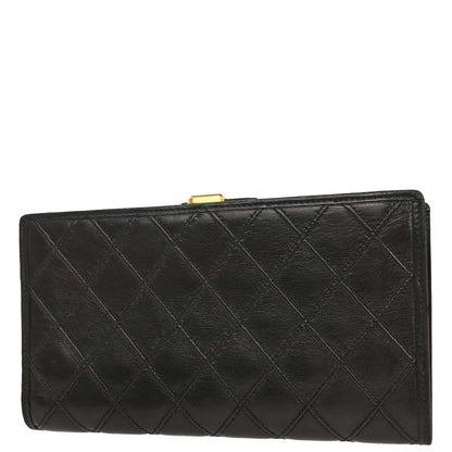 Chanel 1991-1994 Black Lambskin Bicolore Long Wallet