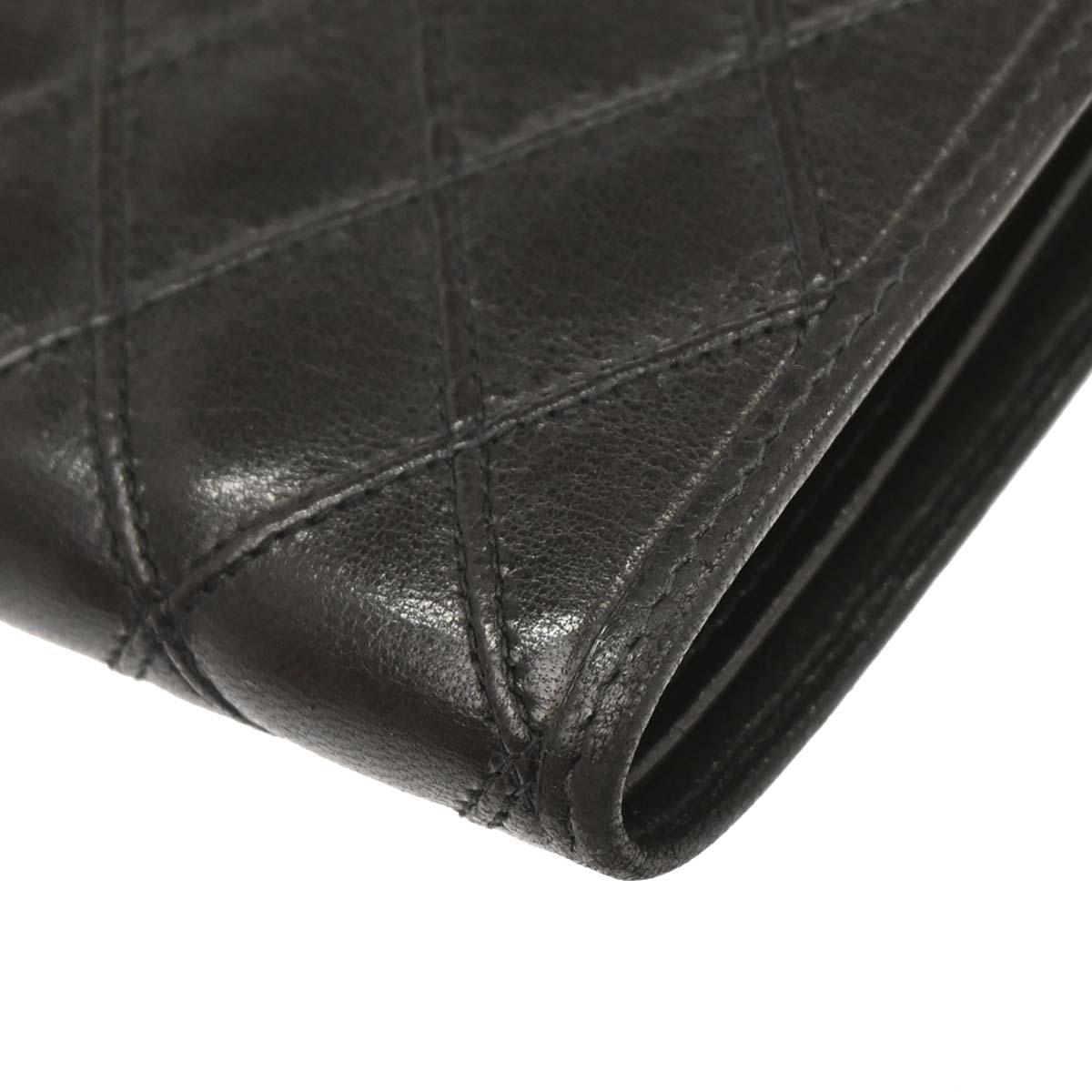 Chanel 1991-1994 Black Lambskin Bicolore Long Wallet
