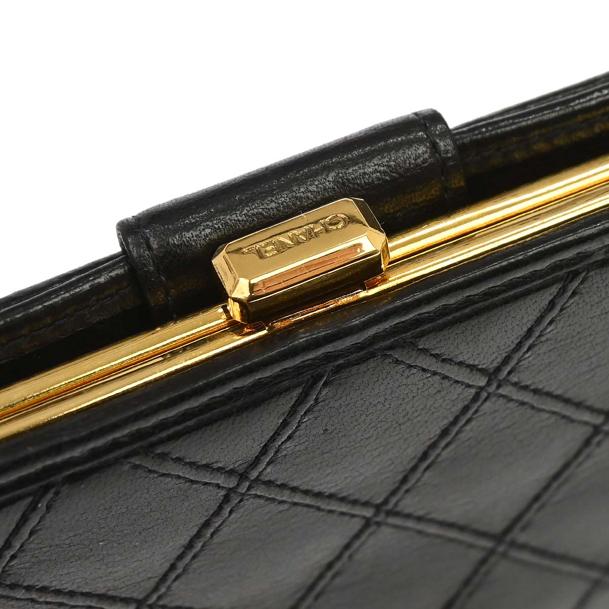Chanel 1991-1994 Black Lambskin Bicolore Long Wallet