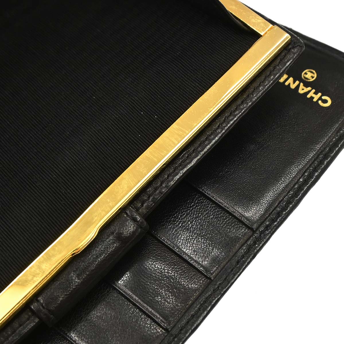 Chanel 1991-1994 Black Lambskin Bicolore Long Wallet