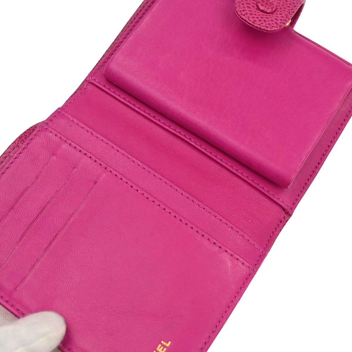 Chanel Pink Caviar Skin Bifold Wallet