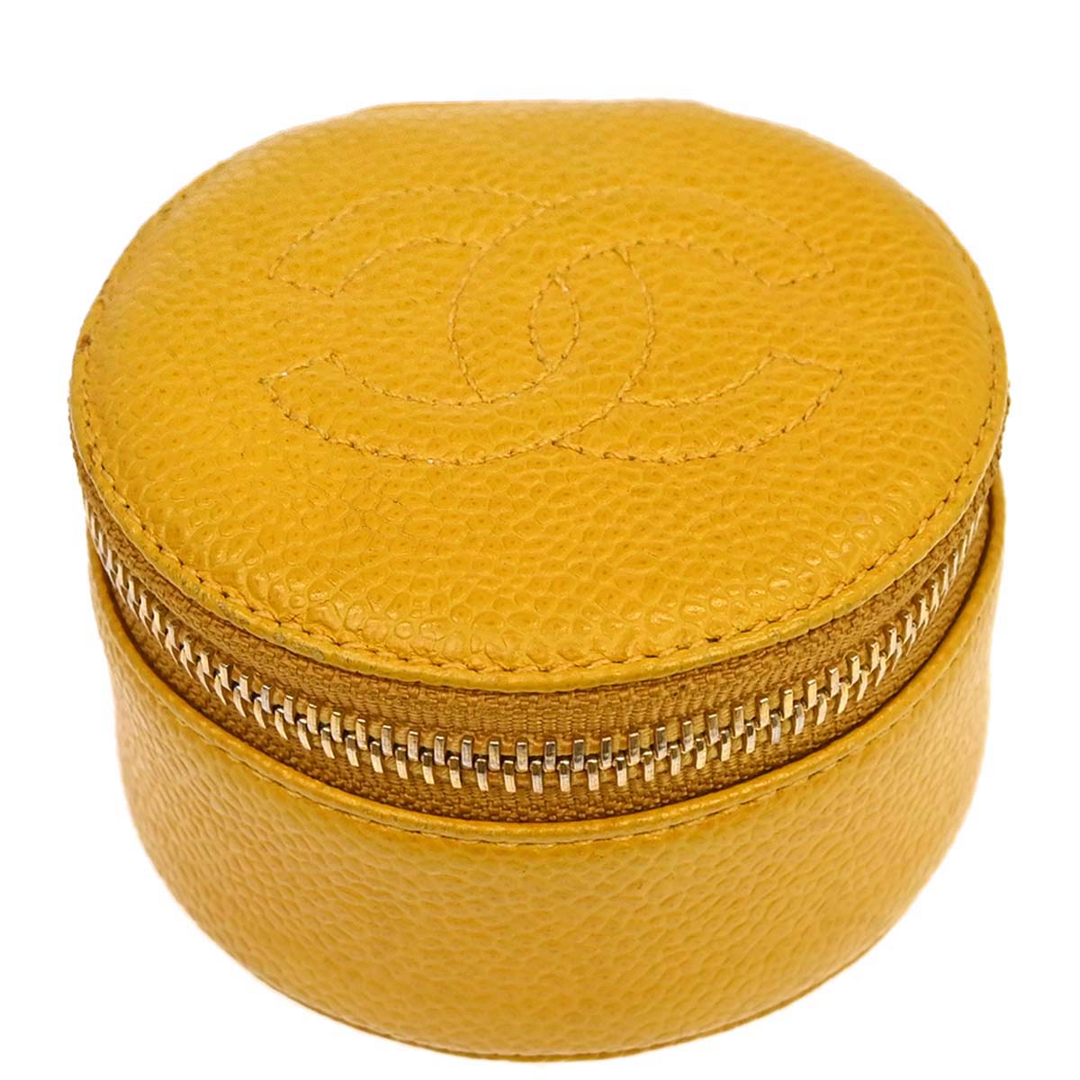 Chanel 1994-1996 Yellow Caviar Skin Jewelry Case Pouch