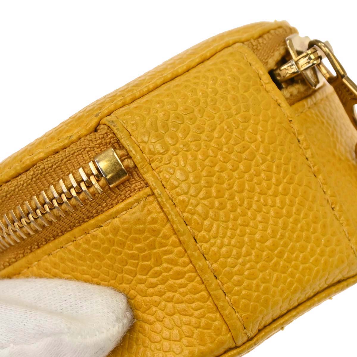 Chanel 1994-1996 Yellow Caviar Skin Jewelry Case Pouch