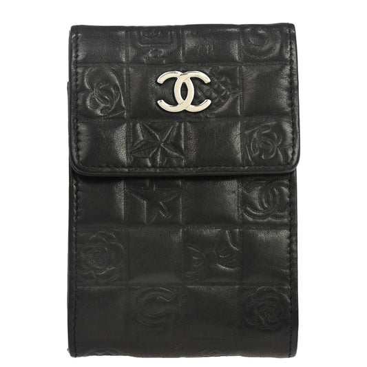 Chanel Black Lambskin Icon Cigarette Case Small Good