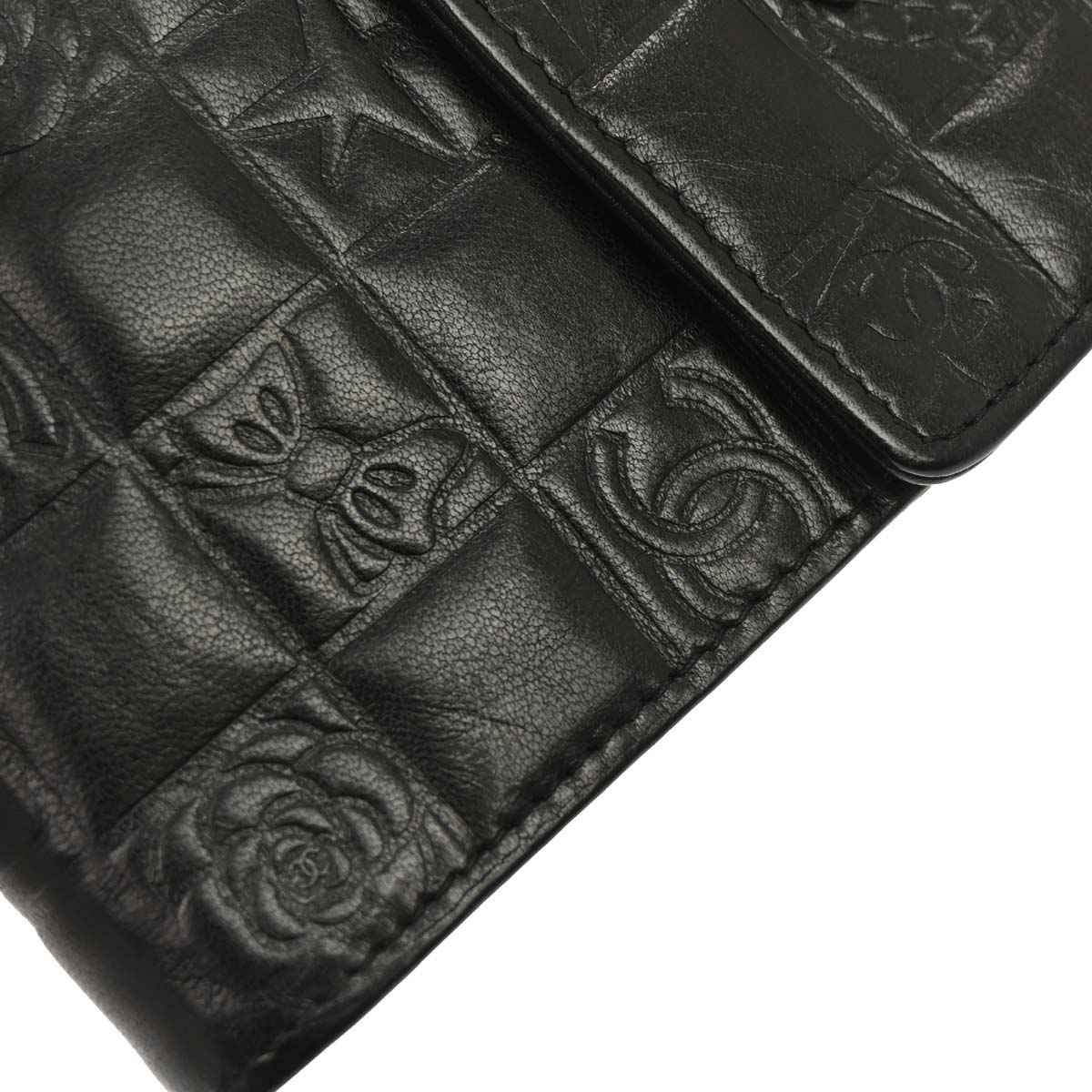Chanel Black Lambskin Icon Cigarette Case Small Good
