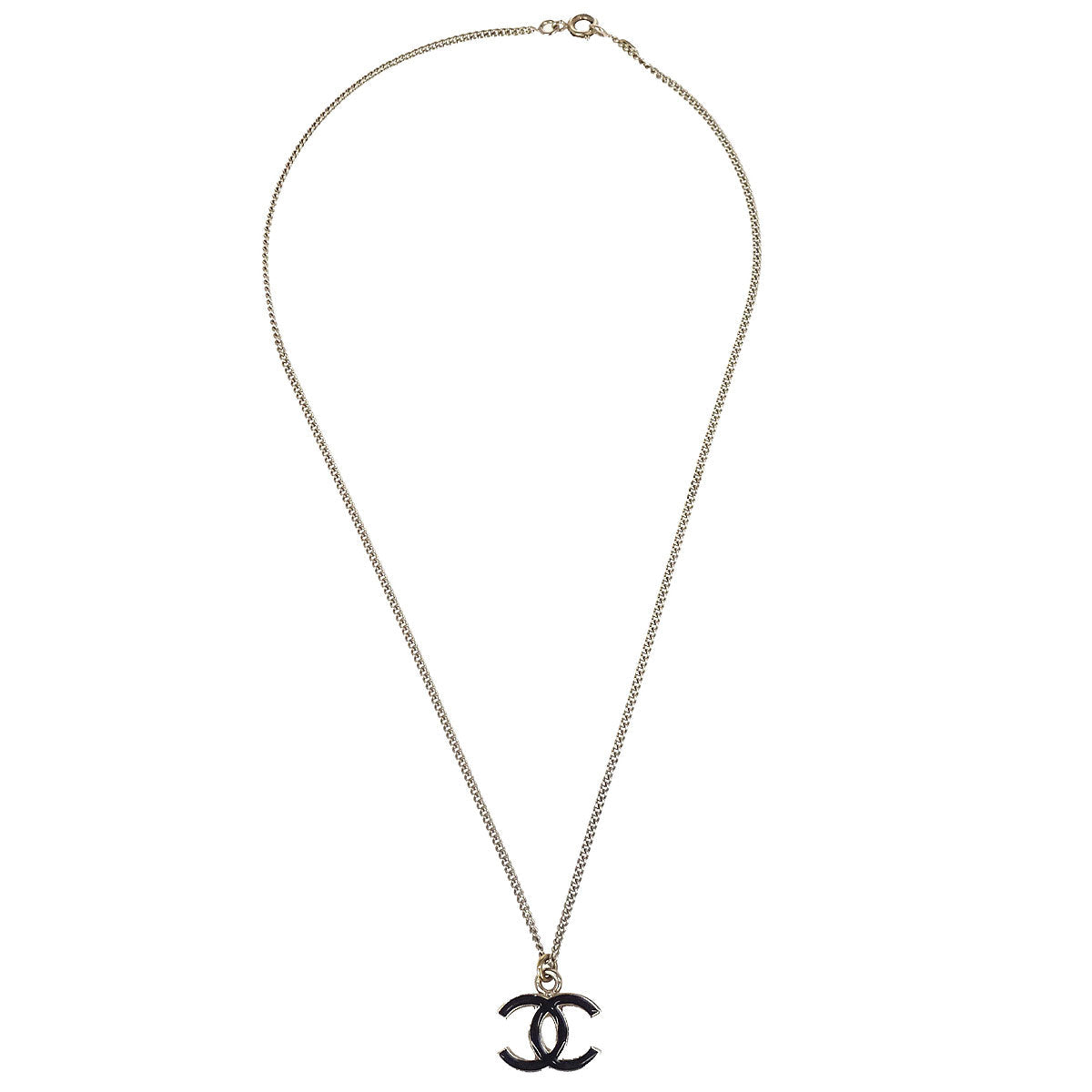 Chanel Gold Black CC Pendant Necklace 05V