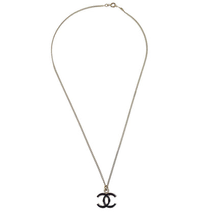 Chanel Gold Black CC Pendant Necklace 05V