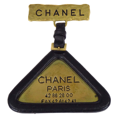 Chanel Triangle Dangle Brooch Pin Gold Black 94A