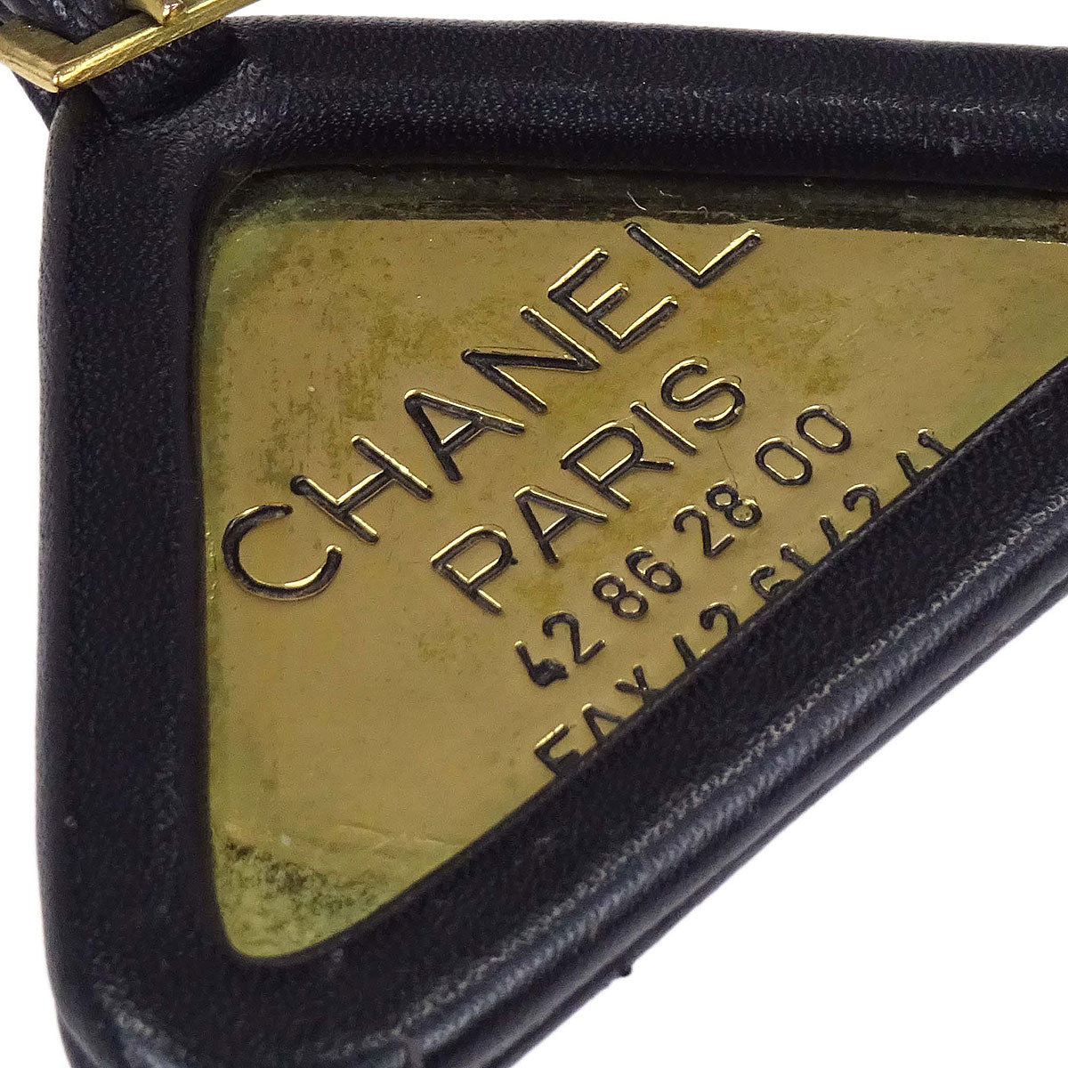 Chanel Triangle Dangle Brooch Pin Gold Black 94A