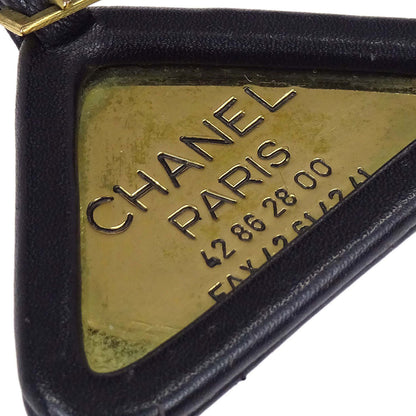 Chanel Triangle Dangle Brooch Pin Gold Black 94A