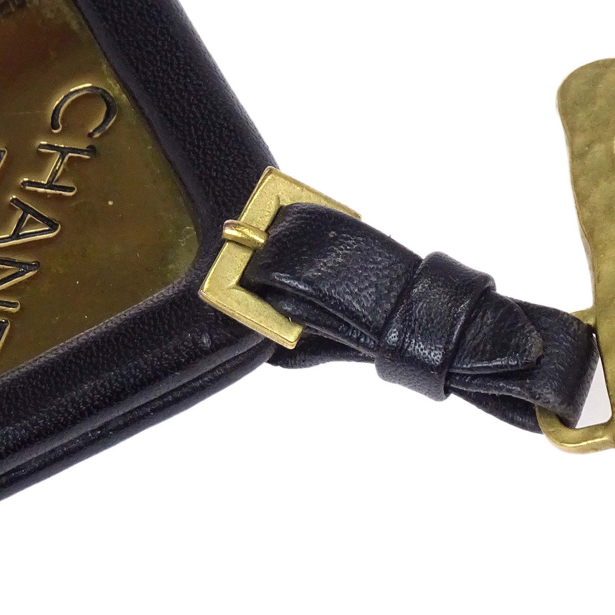 Chanel Triangle Dangle Brooch Pin Gold Black 94A