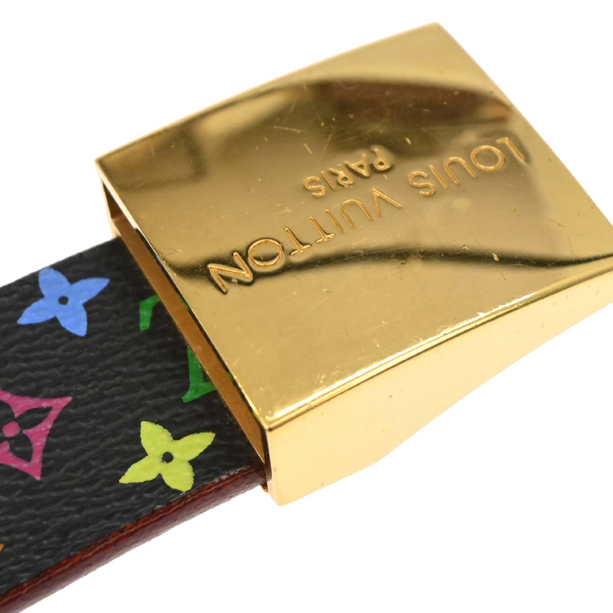 Louis Vuitton Black Multicolor Ceinture Carre Belt #70/28 M9271Y