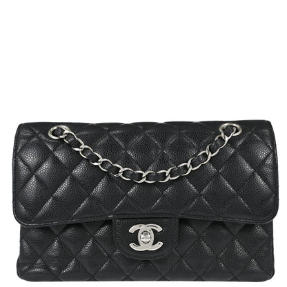 Chanel 2019 Black Caviar Skin Small Classic Double Flap Shoulder Bag
