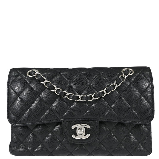 Chanel 2019 Black Caviar Skin Small Classic Double Flap Shoulder Bag