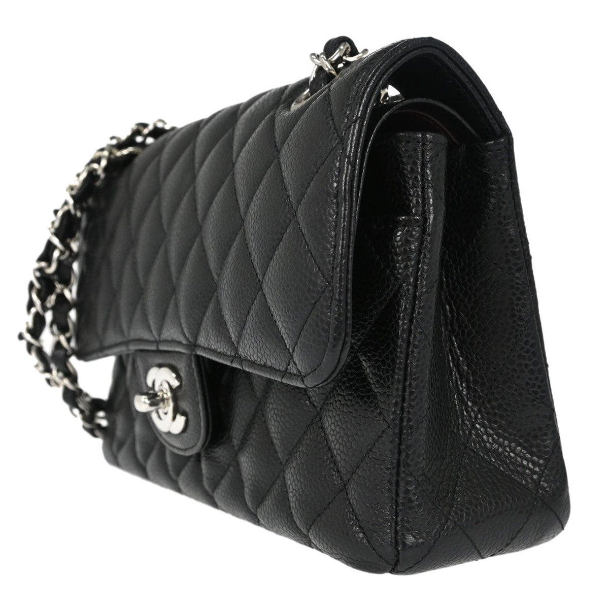 Chanel 2019 Black Caviar Skin Small Classic Double Flap Shoulder Bag