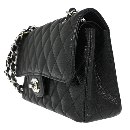 Chanel 2019 Black Caviar Skin Small Classic Double Flap Shoulder Bag