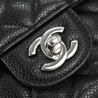 Chanel 2019 Black Caviar Skin Small Classic Double Flap Shoulder Bag