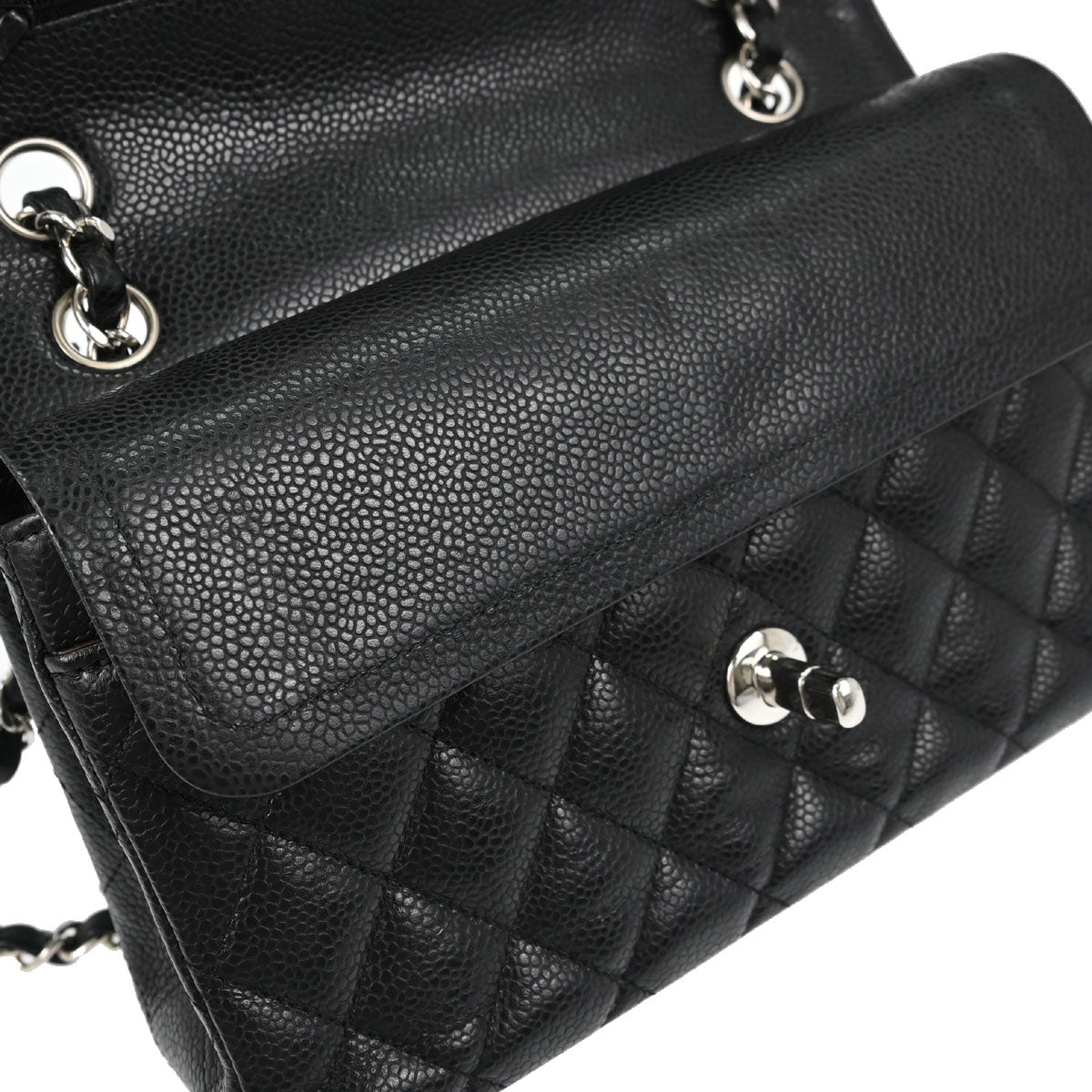 Chanel 2019 Black Caviar Skin Small Classic Double Flap Shoulder Bag