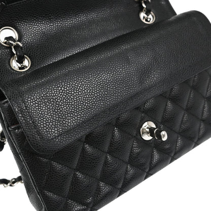 Chanel 2019 Black Caviar Skin Small Classic Double Flap Shoulder Bag