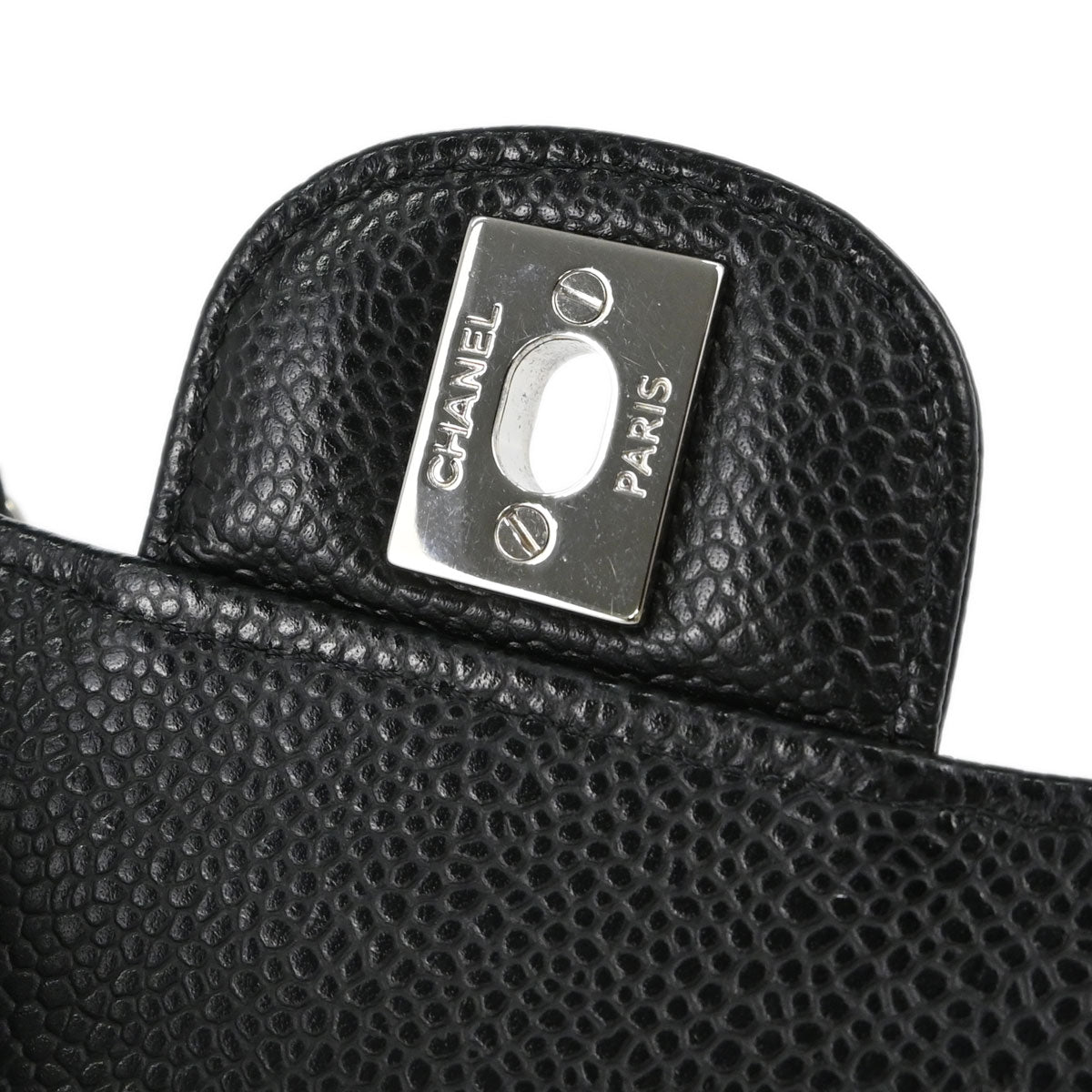 Chanel 2019 Black Caviar Skin Small Classic Double Flap Shoulder Bag
