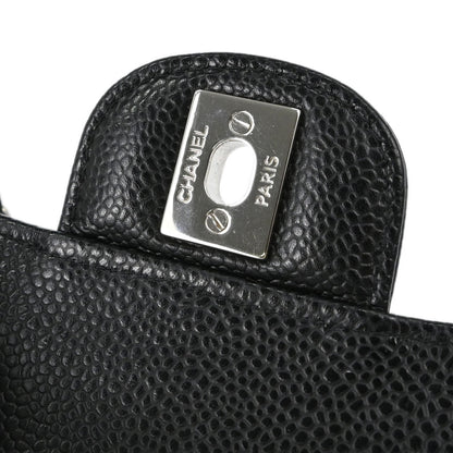 Chanel 2019 Black Caviar Skin Small Classic Double Flap Shoulder Bag