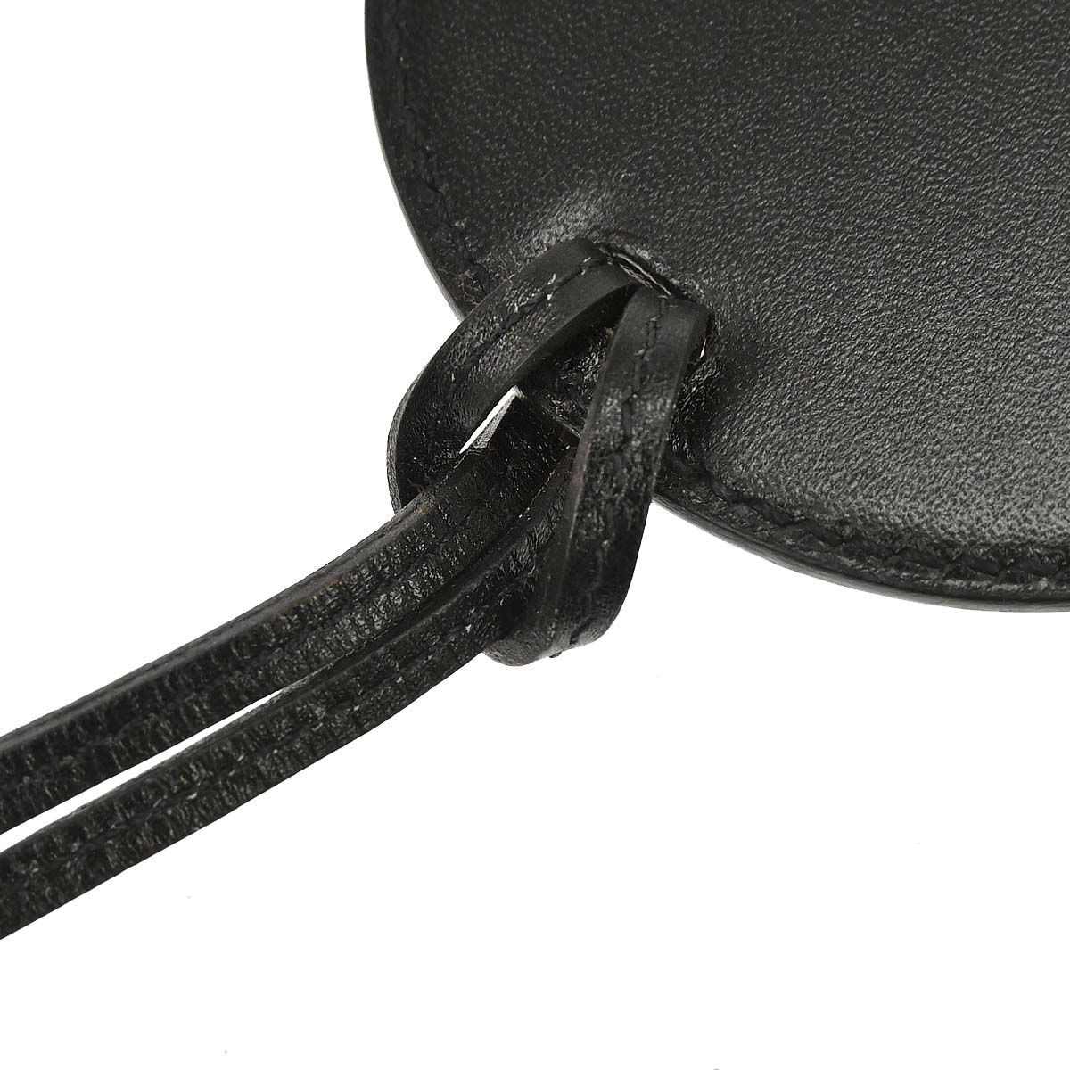 Hermes Pendant Necklace Black Leather Mirror