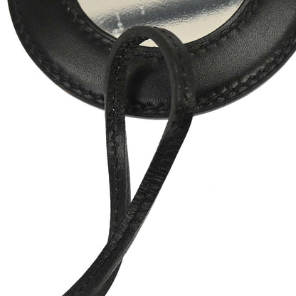 Hermes Pendant Necklace Black Leather Mirror