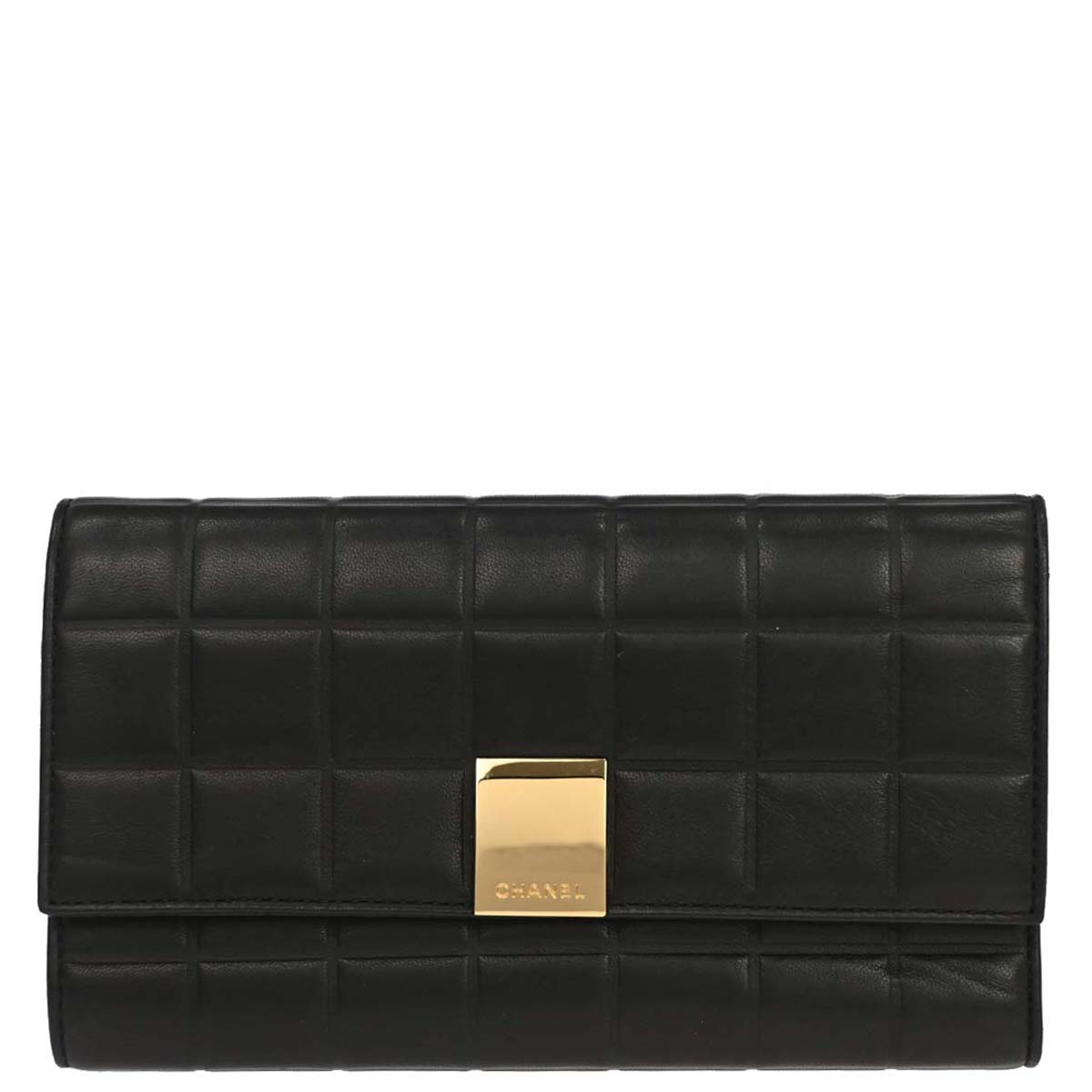 Chanel 2001-2003 Black Lambskin Choco Bar Wallet