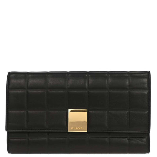 Chanel 2001-2003 Black Lambskin Choco Bar Wallet