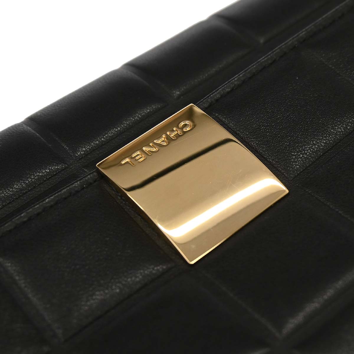 Chanel 2001-2003 Black Lambskin Choco Bar Wallet