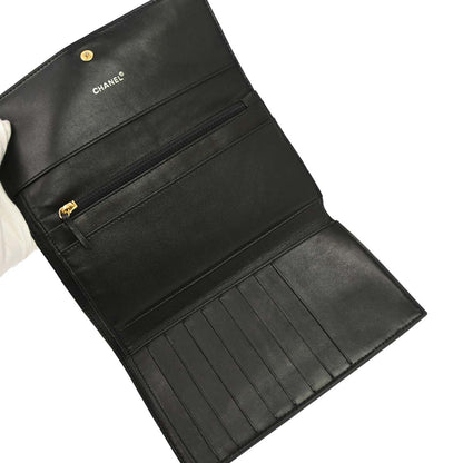 Chanel 2001-2003 Black Lambskin Choco Bar Wallet
