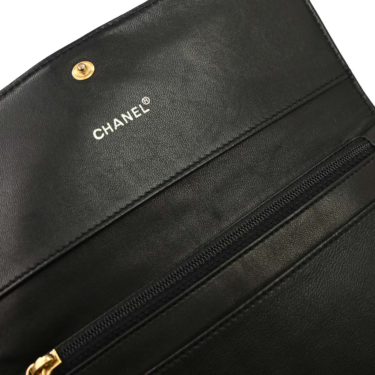 Chanel 2001-2003 Black Lambskin Choco Bar Wallet