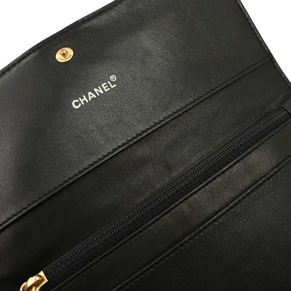 Chanel 2001-2003 Black Lambskin Choco Bar Wallet