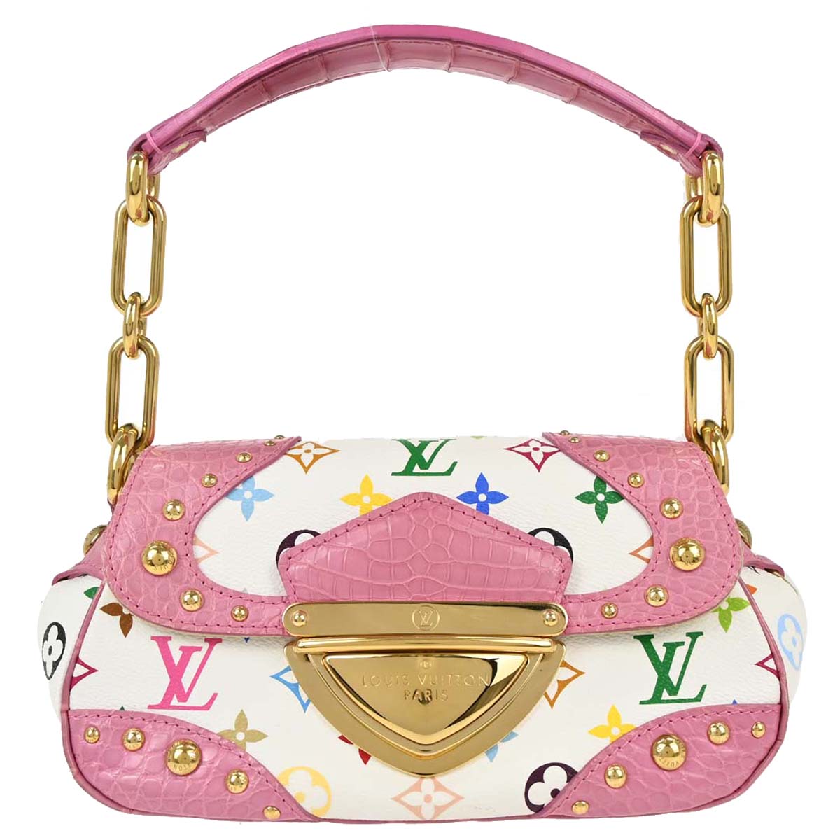 Louis Vuitton * White Pink Crocodile Multicolor Marilyn M40450