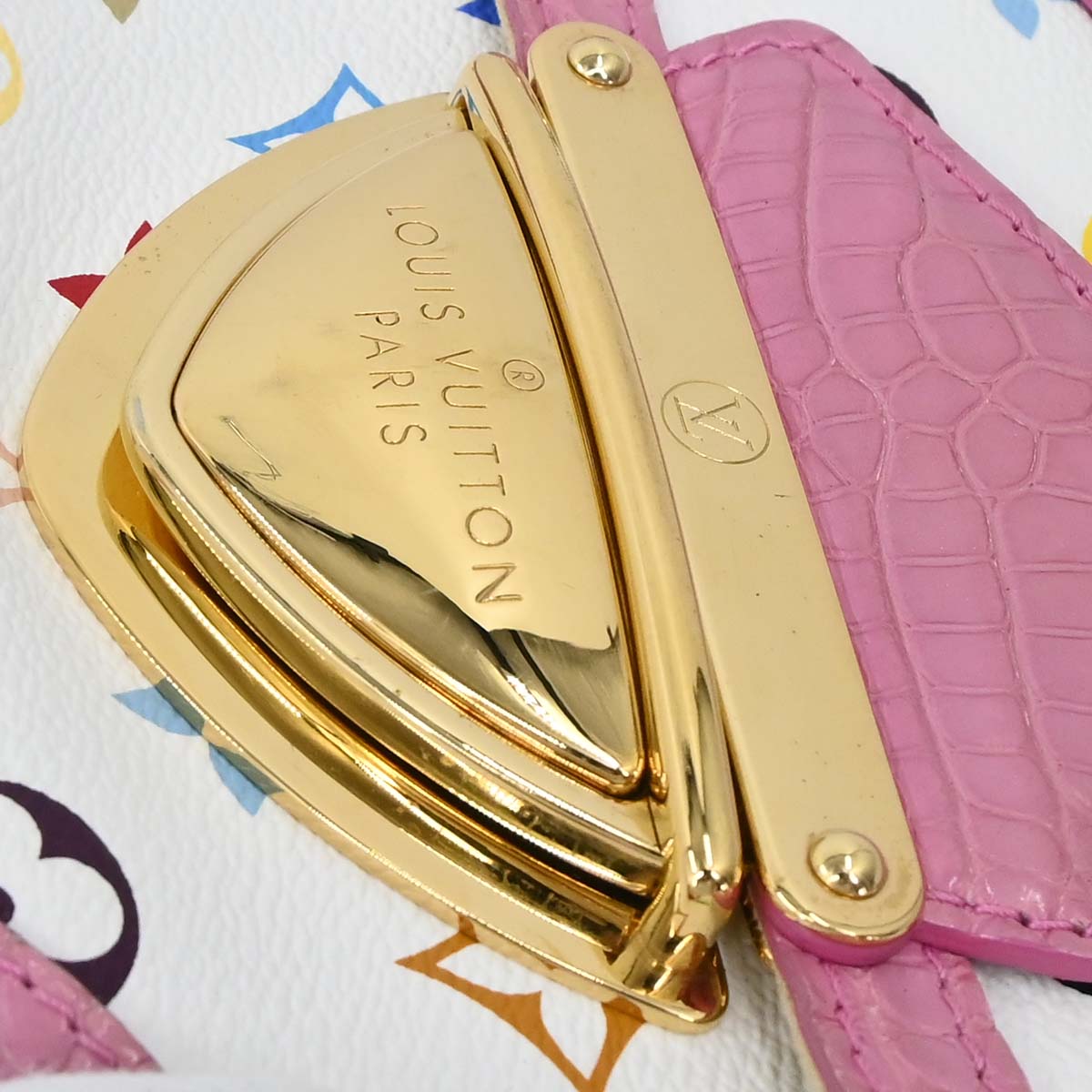 Louis Vuitton * White Pink Crocodile Multicolor Marilyn M40450
