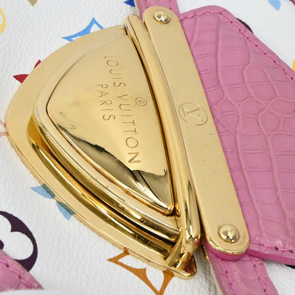 Louis Vuitton * White Pink Crocodile Multicolor Marilyn M40450