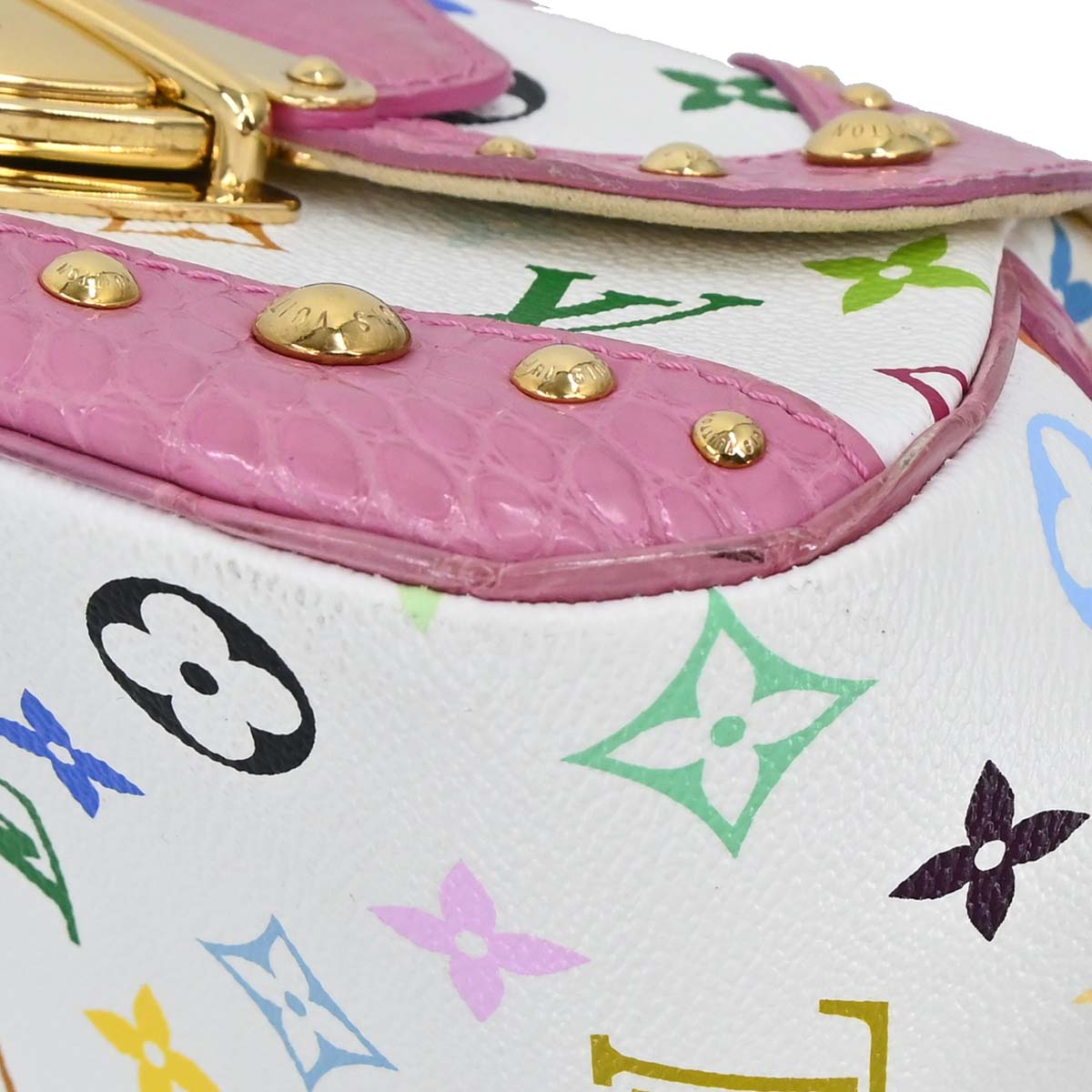Louis Vuitton * White Pink Crocodile Multicolor Marilyn M40450