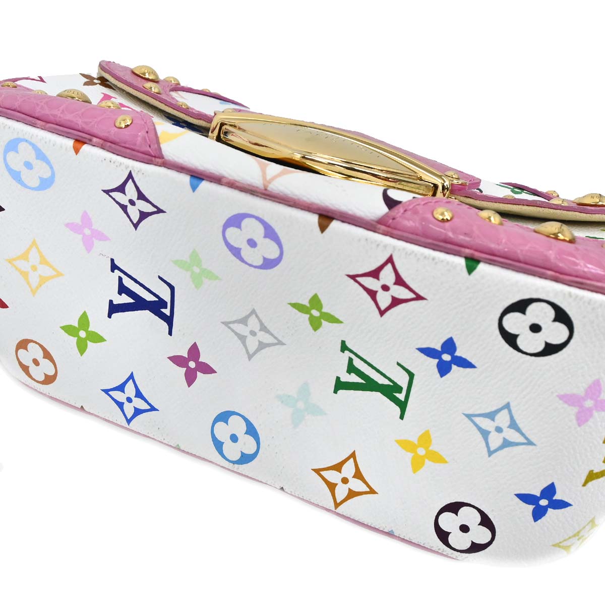 Louis Vuitton * White Pink Crocodile Multicolor Marilyn M40450