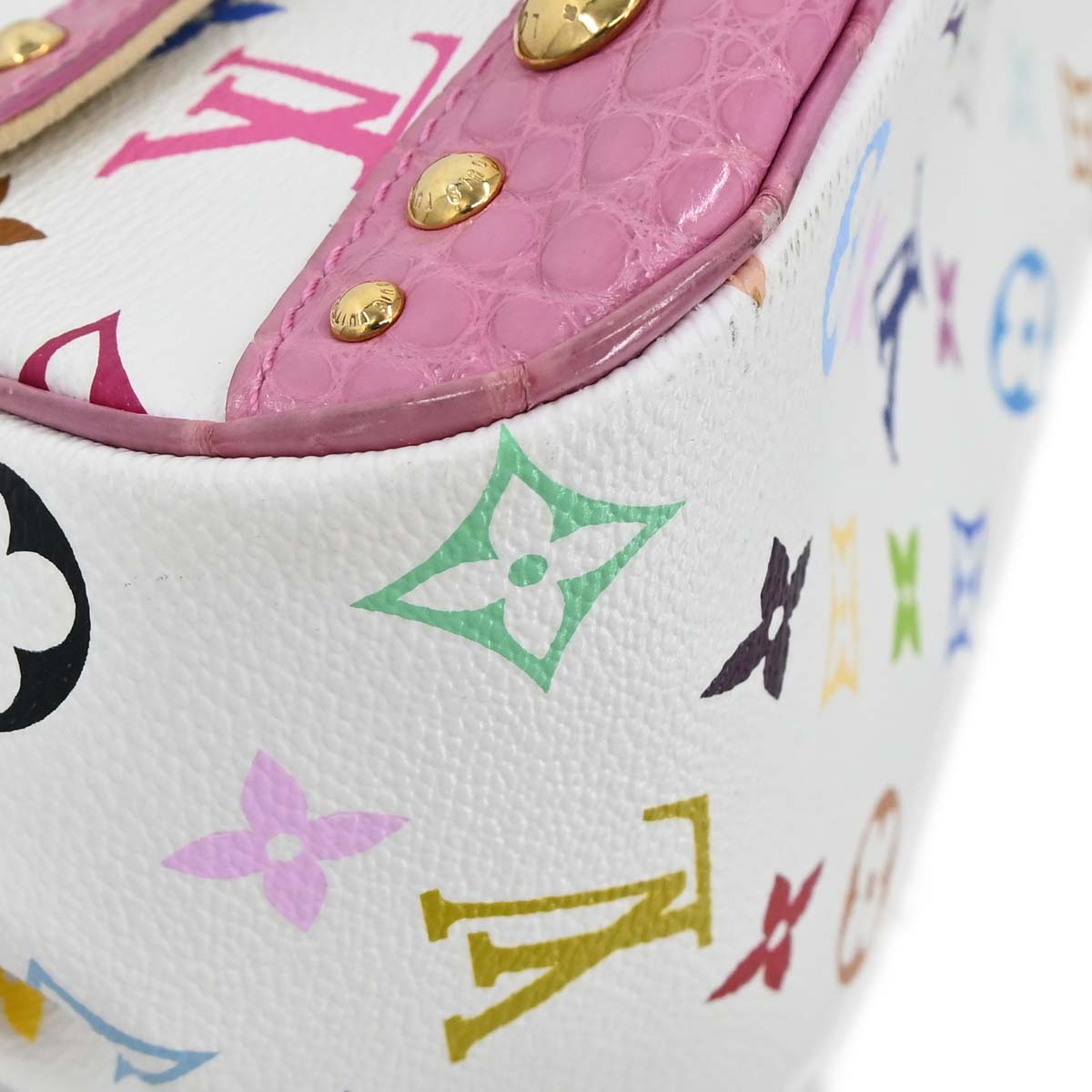 Louis Vuitton * White Pink Crocodile Multicolor Marilyn M40450